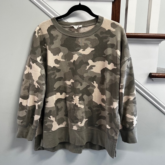 Hippie Rose Lightweight Crewneck Camouflage Sweatshirt Sz XL - Picture 1 of 8
